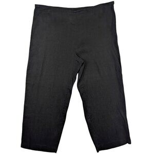 Eileen Fisher Cropped Linen Beach Resort Cottagecore Pants Womens Large Black